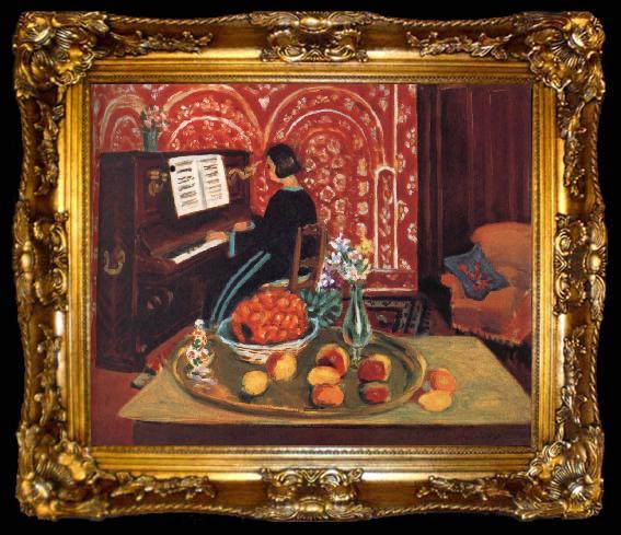 framed  Henri Matisse Woman playing the piano and still life, ta009-2